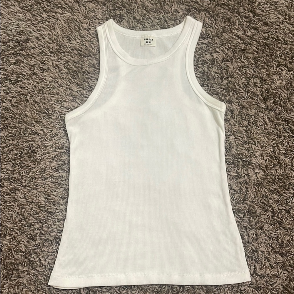 White Ribbed Tank Top - Picture 2 of 3